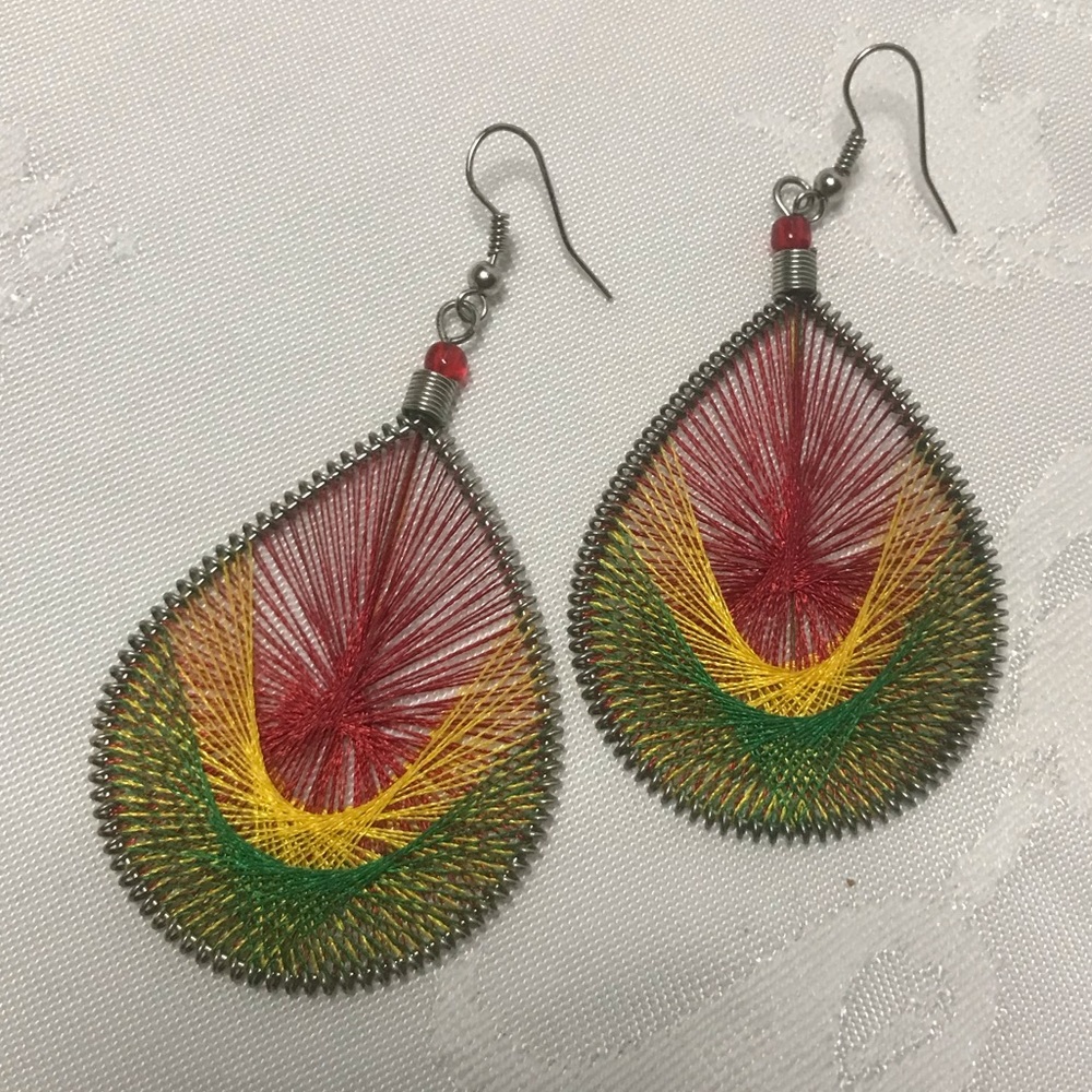 Red, Green, and Yellow Earrings